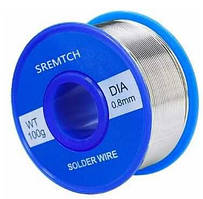 Припій для паяння олово 0.8 мм із флюсом, дріт 100 грамів