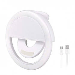 Селфі кільце лампа Selfie Ring Light спалах-підсвітка світлодіодна для телефона Біла (Ring Light 85 мм)
