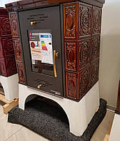 Отопительная печь-камин на дровах с теплообменником для дома Haas+Sohn Empoli с водяным контуром Коричневая