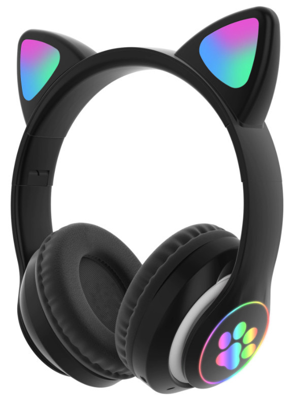 Bluetooth Оригінальні бездротові навушники з котячими LED вушками Fingertime Cat 23 M Чорні