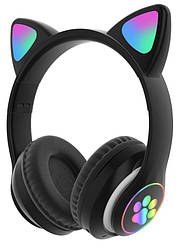 Bluetooth Оригінальні бездротові навушники з котячими LED вушками Fingertime Cat 23 M Чорні