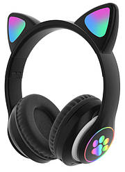 Бездротові навушники з котячими вушками та RGB-підсвіткою Cat UKC VZV-23 M BT Чорні Black (23 Black)
