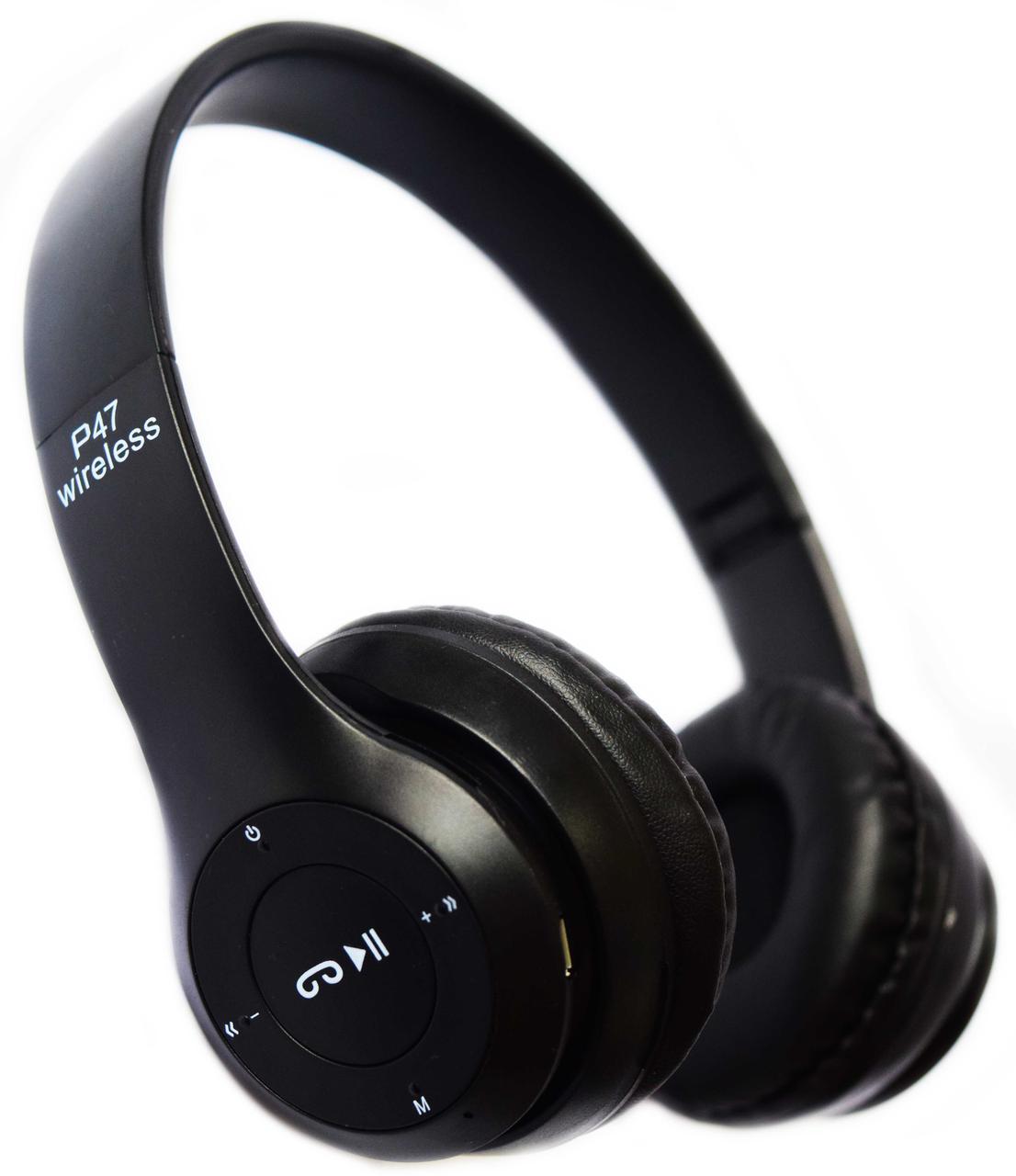 Бездротові Bluetooth-навушники гарнітура з MP3 плеєром microSD UKC P47 Чорні (47 Black)