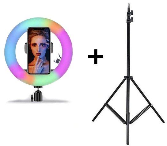 Кольорова LED-лампа RGB Ring Light 20 см зі штативом 2 м