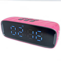 Портативна Bluetooth стереоколонка годинник будильник радіоприймач WSTER WSA-858 BT Рожева (858 Pink)