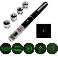 Лазерная указка Лазер Green Laser Pointer + 5 насадок Зеленый лазер в виде ручки