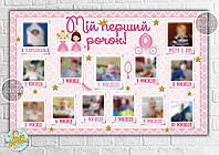 Плакат-коллаж "12 месяцев" - little princess / Маленькая Принцесса 120х75см - С фотографиями