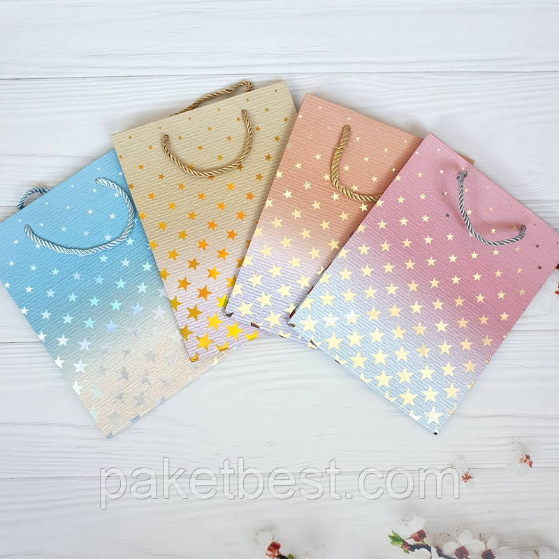 Пакет подарунковий (18х23х10) Середній Мікс4 кольори