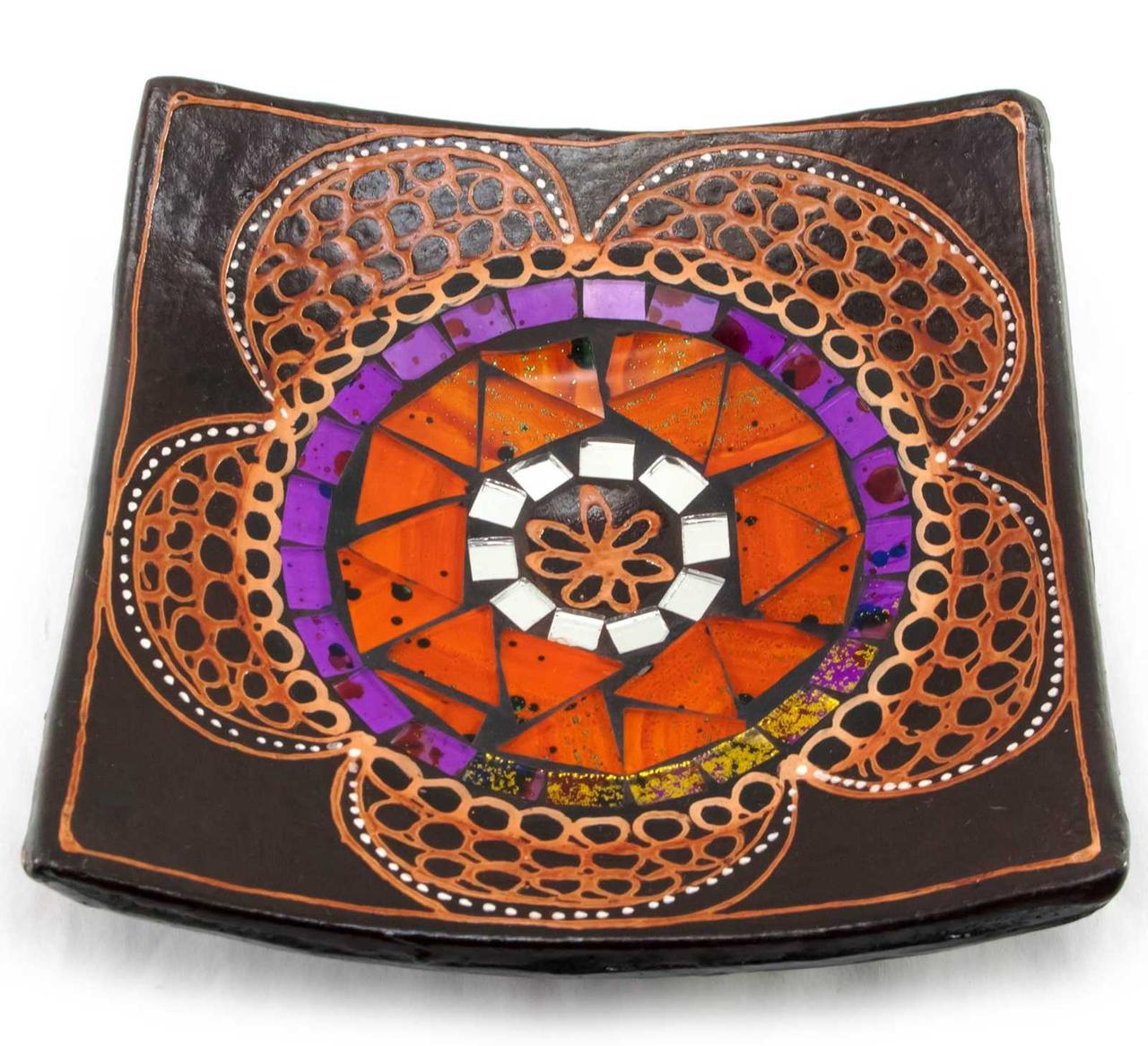 Блюдо теракотове з мозаїкою (15х15х3 см), фото 1