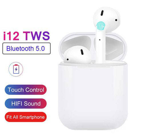 Беспроводные наушники TWS i12 сенсорное с боксом для зарядки Белые (i12 ...