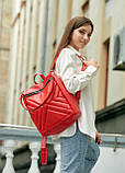 Місткий жіночий червоний рюкзак сумка з екошкіри повсякденний, міський, фото 9