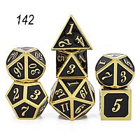 Металлические дайсы, кубы, для настольных ролевых игр D&D, Pathfinder Черный + Золотой