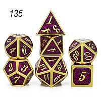 Металлические дайсы, кубы, для настольных ролевых игр D&D, Pathfinder Блёстки Фиолетовый + Золотой
