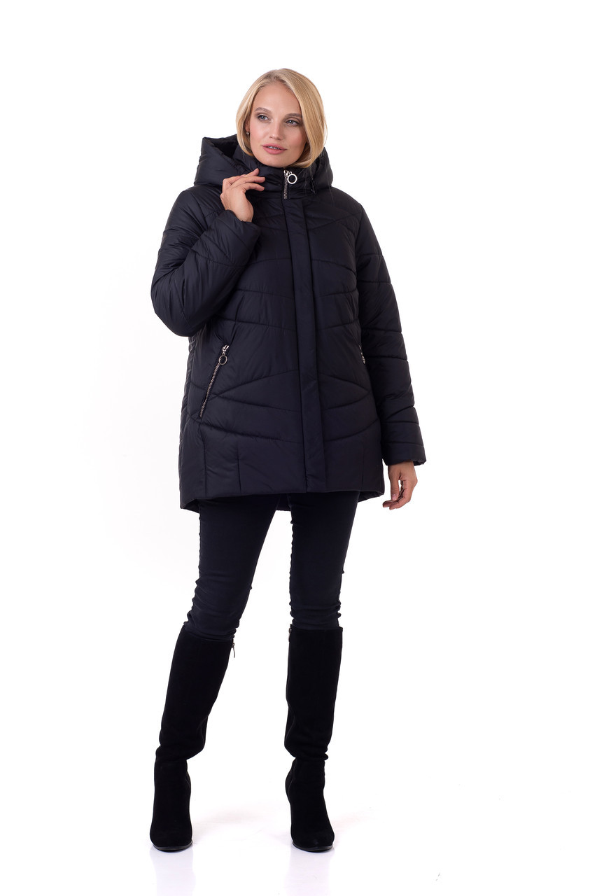 Жіноча коротка зимова куртка зі знімним капюшоном, фото 1