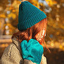 Тепла шапка біні від SOX кольору морської хвилі, фото 2