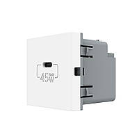 Механизм розетка USB type C с блоком питания 45W белый Livolo (VL-FCUC-2WP)