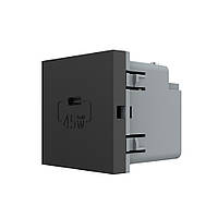 Механизм розетка USB type C с блоком питания 45W черный Livolo (VL-FCUC-2BP)