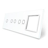 Сенсорная панель выключателя 5 сенсоров и розетку (1-2-2-0) белый стекло Livolo (VL-P701/02/02/E-8W)