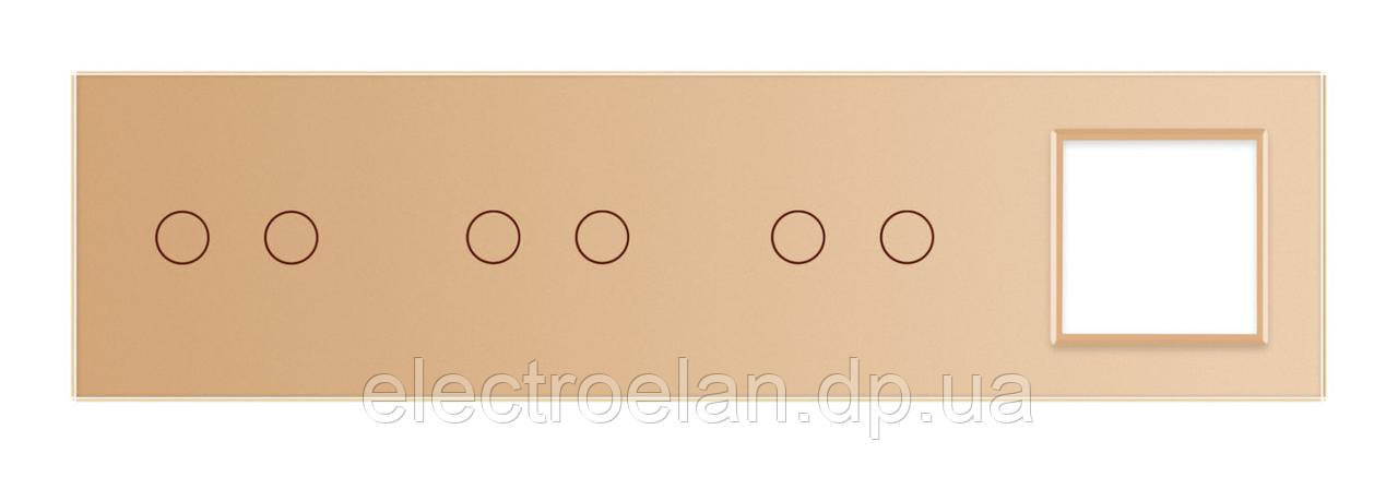 Сенсорная панель выключателя 6 сенсоров и розетку (2-2-2-0) золото стекло Livolo (VL-P702/02/02/E-8A) - фото 2 - id-p1483580015