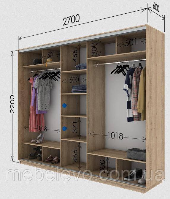 Шафа-купе 3Д Стандарт 270х60 h-220, ТМ Гарант