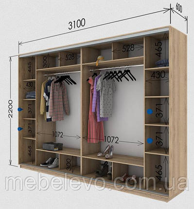 Шафа-купе 4Д Стандарт 310х60 h-220, ТМ Гарант, фото 1