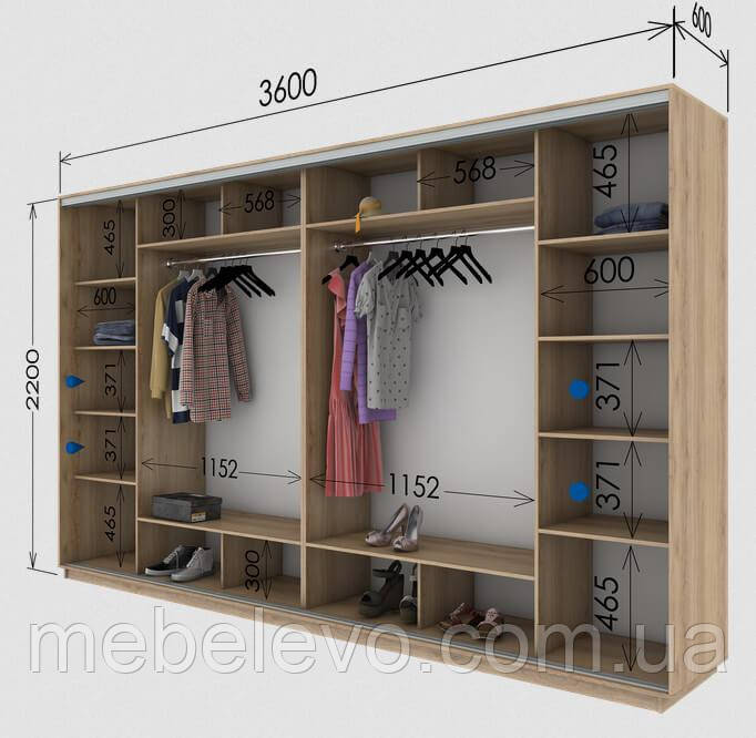 Шафа-купе 4Д Стандарт 360х60 h-220, ТМ Гарант