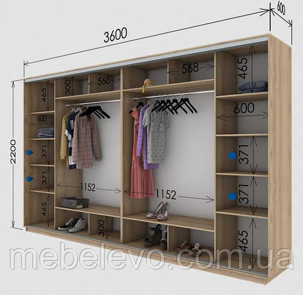 Шафа-купе 4Д Стандарт 360х60 h-220, ТМ Гарант, фото 1