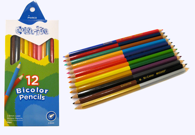 Олівці кольорові 12 кольорів MARCO Colorite 1110-12 двухсторонні, фото 1