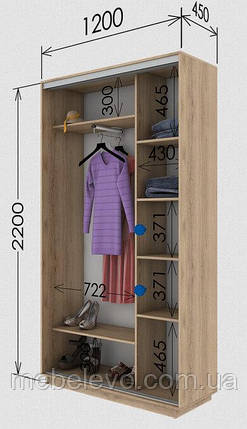 Шафа-купе 2Д Стандарт 120х45 h-220, ТМ Гарант, фото 1