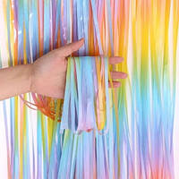 Декоративная шторка дождик "Радужный градиент светлый" 1х2 м., для праздничной фотозоны