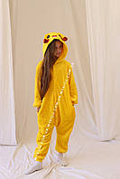 Кигуруми пижама детская желтый пикачу, Костюм кигуруми пикачу покемон для девочки (1015 / 2010)