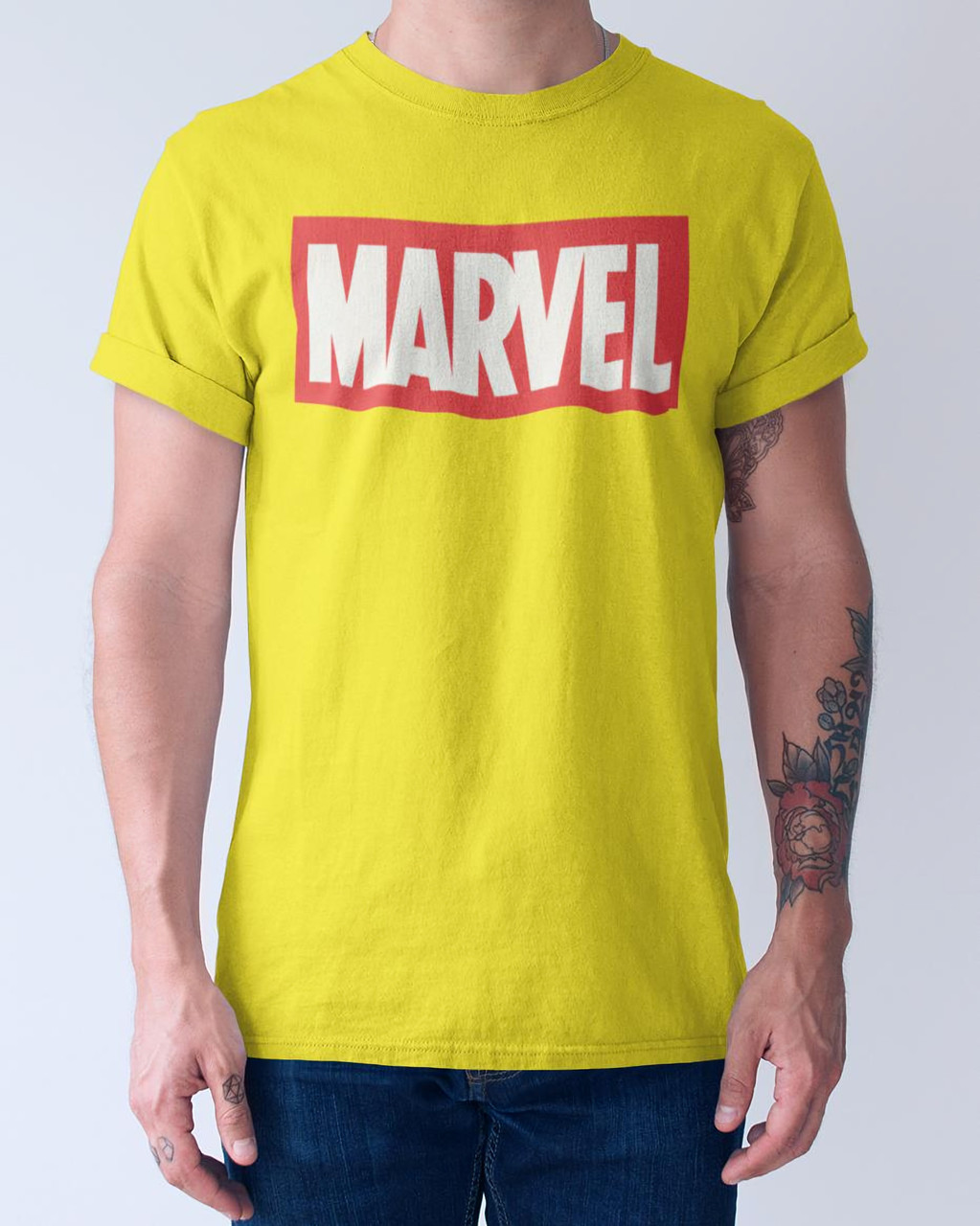 Футболка чоловіча жовта з принтом "Marvel" 2XL