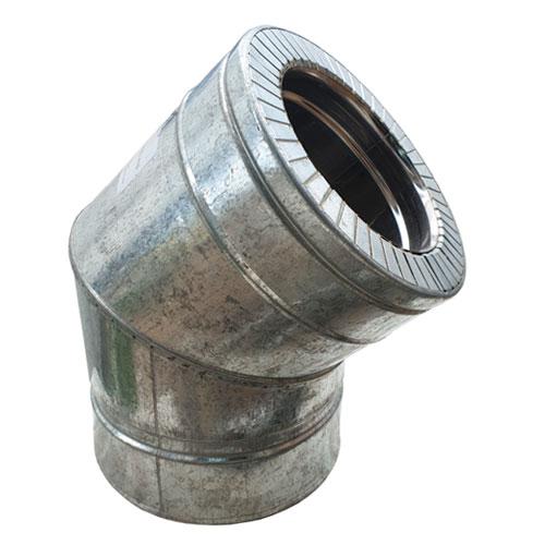 Коліно 45° димохідне нерж/оцинк товщина 0.8 мм 150/220 Версія Люкс ВЛ, фото 1