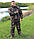 Утеплений костюм для зимової риболовлі та полювання з укороченою курткою і брюками "Скіф" камуфляж "хвойний ліс", фото 4