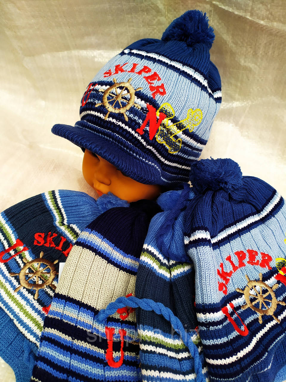 Шапка дитяча подвійна в'язання, фото 1
