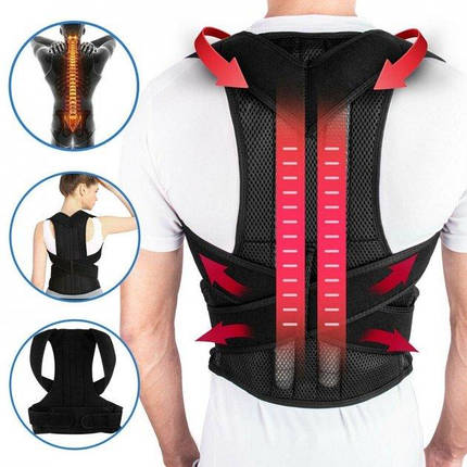 Грудопоясничний корсет коректор правильної постави Back Pain Need Help Чорний для спини від сутулості (100), фото 1