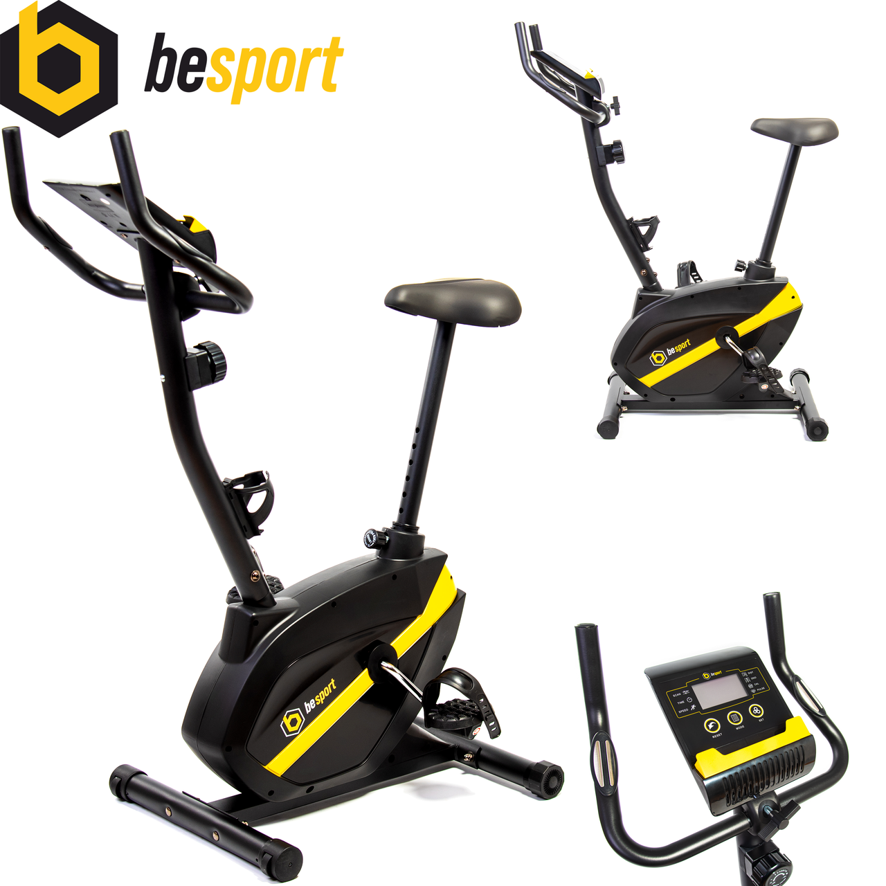 Велотренажер магнитный BeSport BS-1006B GAINER Черно-желтый Для дома. До 124 кг. - фото 1 - id-p1483653307