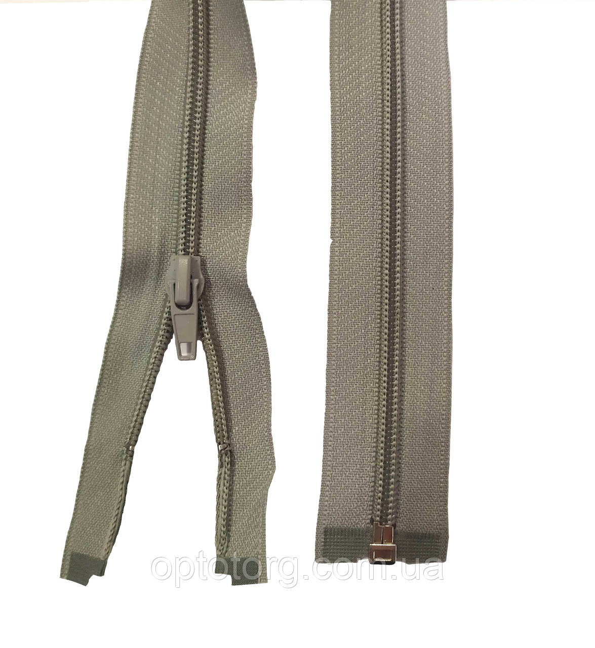 Спіральна блискавка Світло сіра 75см Тип 5 разьемная з одним бігунком