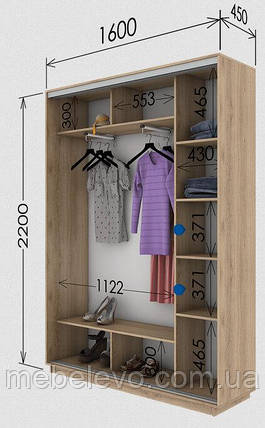 Шафа-купе 2Д Стандарт 160х45 h-220, ТМ Гарант, фото 1