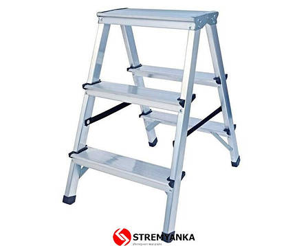 Двостороння алюмінієва драбинка VIRASTAR Step Stool 2x3 ступенів, фото 2