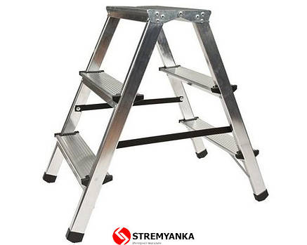 Двостороння алюмінієва драбинка VIRASTAR Step Stool 2x3 ступенів, фото 2