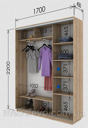 Шафа-купе 2Д Стандарт 170х45 h-220, ТМ Гарант, фото 1