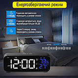 Настільний електронний годинник Mids з акумулятором, термометром та гігрометром, чорні., фото 4