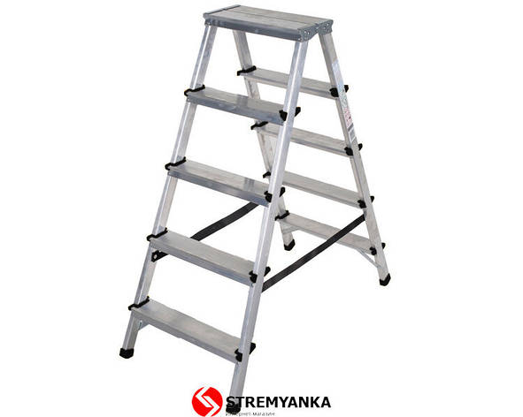 Двостороння алюмінієва драбинка VIRASTAR Step Stool 2x5 ступенів, фото 2