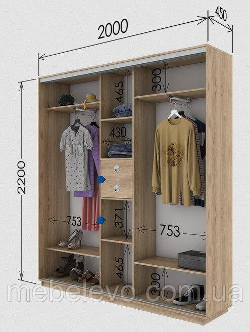 Шафа-купе 3Д Стандарт 200х45 h-220, ТМ Гарант