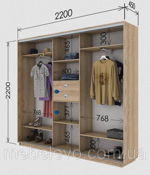 Шафа-купе 3Д Стандарт 220х45 h-220, ТМ Гарант