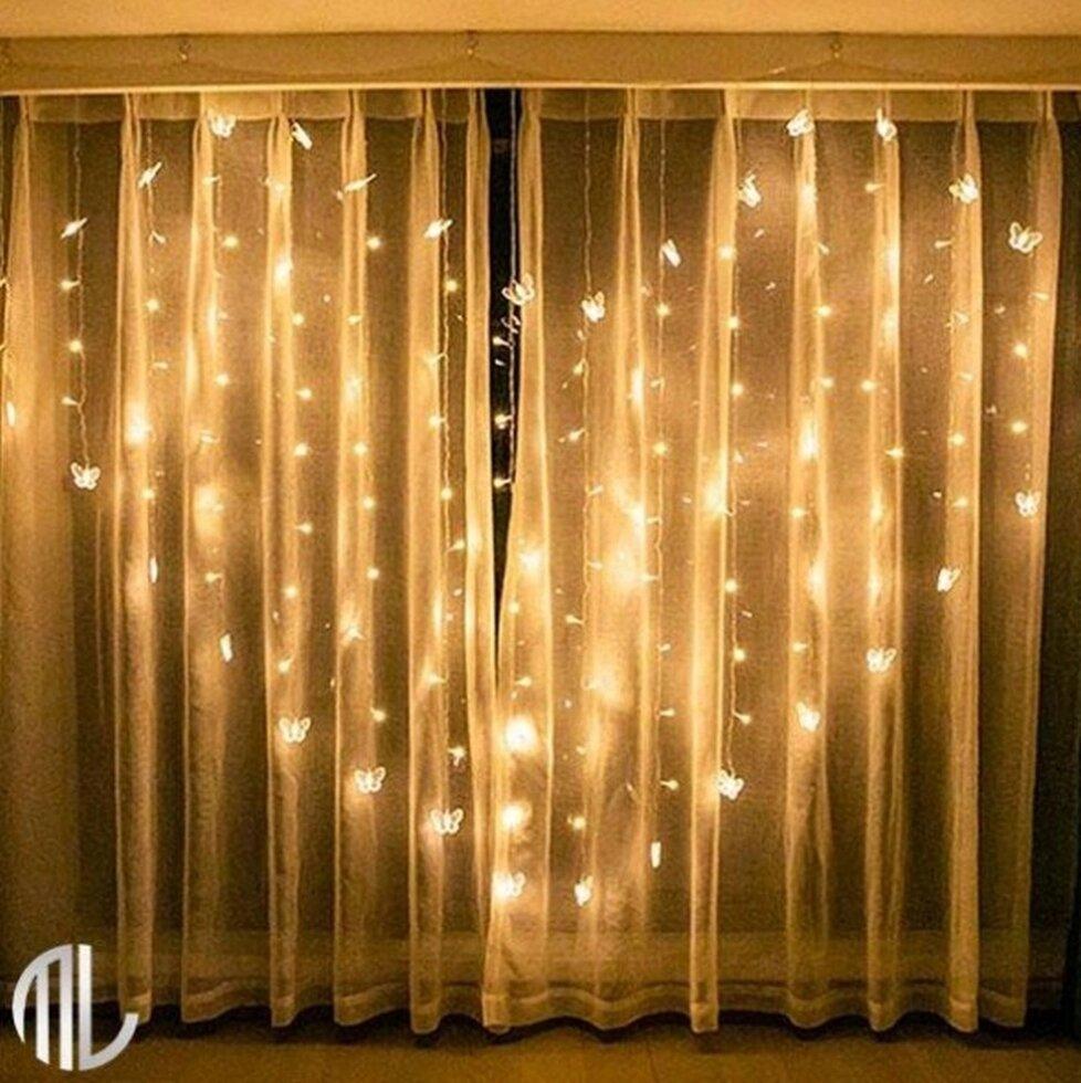 Світлодіодна гірлянда LTL 1.5x2 м. 138 led 8 режимів 220v у вигляді серця для весіль і прикраси спальні теплий