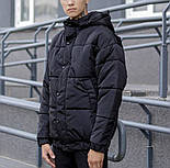 Куртка чоловіча зимова оверсайз тепла чорна Туреччина. Живе фото. Чоловіча куртка, фото 2
