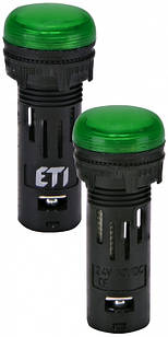 Лампа сигнальна LED матова ECLI-16-024C-G 24V AC/DC (Ø16мм, зелена)