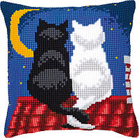 Набор для вышивания крестом (подушка) Vervaco Cats in the night "Кошки в ночи"